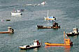 Boote der Austernzüchter im Hafen von La Houle